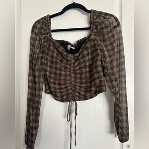 Sparkle Plaid Long Sleeve Women's Top